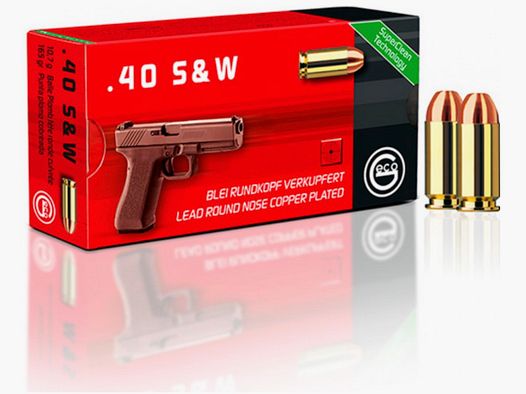 Geco .40 S&W Plomo Cabeza Redonda chapado en cobre 10,7g 165grs. Munición para pistola