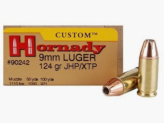 Hornady Custom 9mm Luger 124GR XTP 25 cartridges