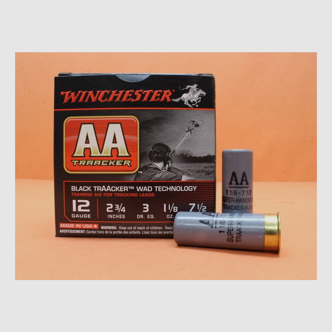 Winchester patroon 12/70 Winchester 32g 2,4mm/ No.7,5 12x VE 25 = 300 patronen (TRAACKER) zwart
