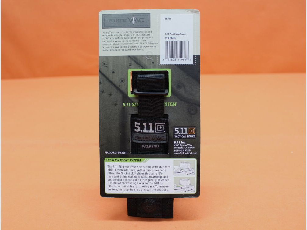 5.11 Pistol Mag Pouch (58711) 019 Black Magazine Pouch for 1 Pistol Magazine (SlickStick System)