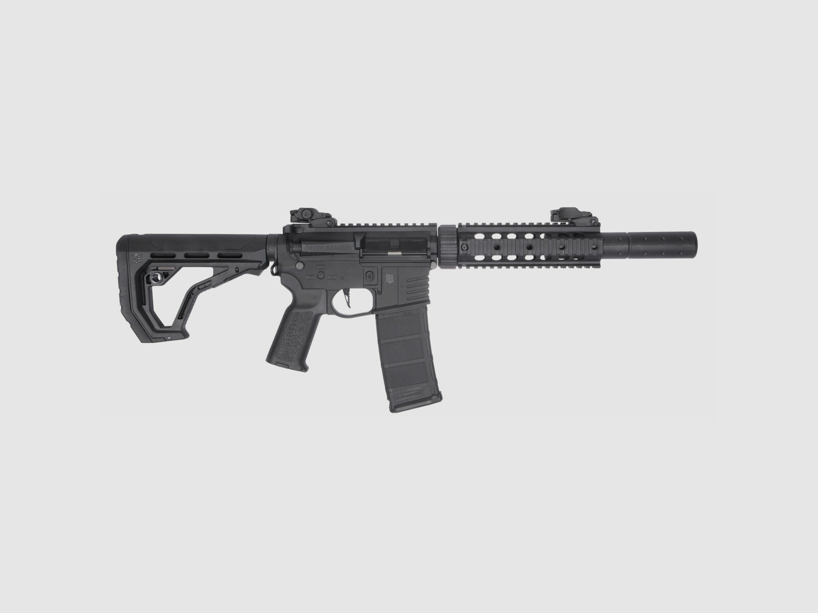 AR15 SilentOps 7 pulgadas CHARLIE EAGLE ETU Negro S-AEG Rifle Airsoft Libre a partir de 18 años | Delta Armory