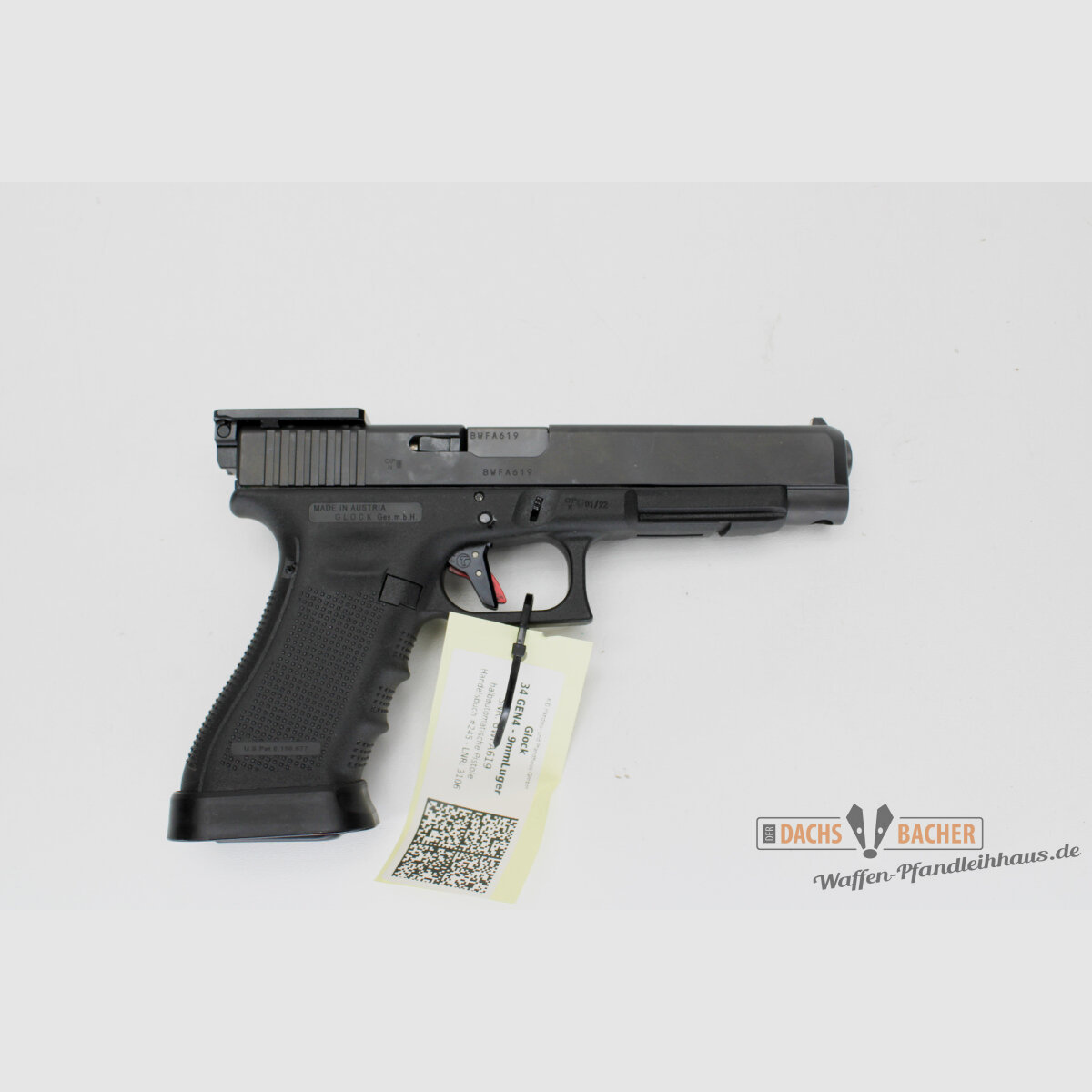 Pistola Glock 34 GEN 4 Cal 9 Para con disparador Timney, funda y placa de montaje para mira