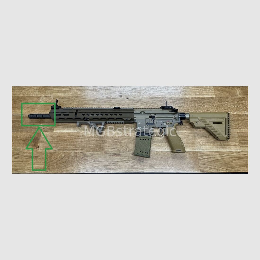 H&K G95K Mündungsfeuerdämpfer passend für MR223 / M15x1 HK mit Rotex-V / A2 / Nato Schnittstelle / mit Schalldämpferschnittstelle passend für Heckler & Koch 416 G95A1 G95KA1 G95K MR223