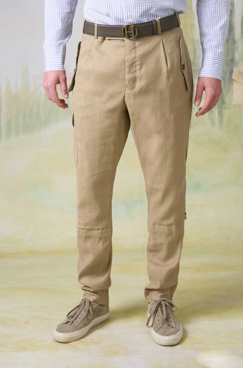 Habsburg Pantalon en Lin en Panama Fluid Stretch Walter en Beige