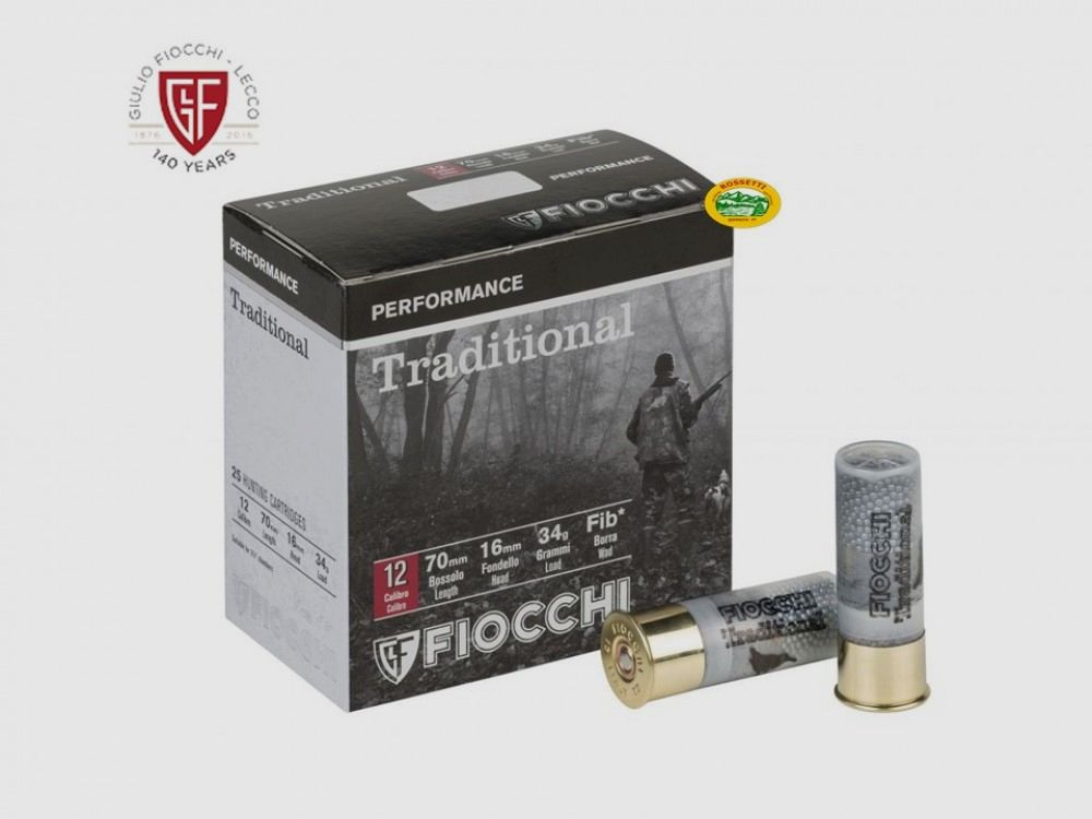 FIOCCHI Patronen TRADITIONAL Filz Kal.12 gr.34 pb.10