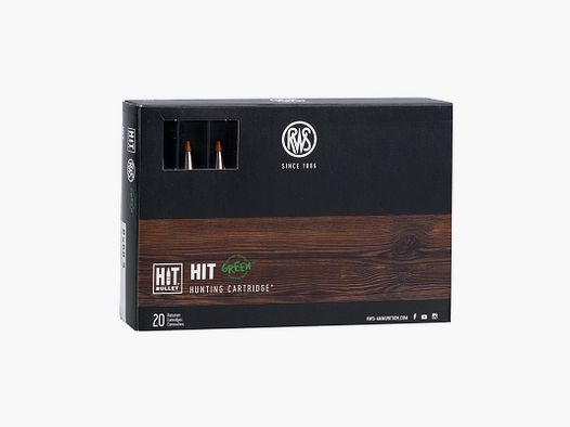 RWS 8X68 S HIT green 10.4g/160gr rifle cartridges lead-free