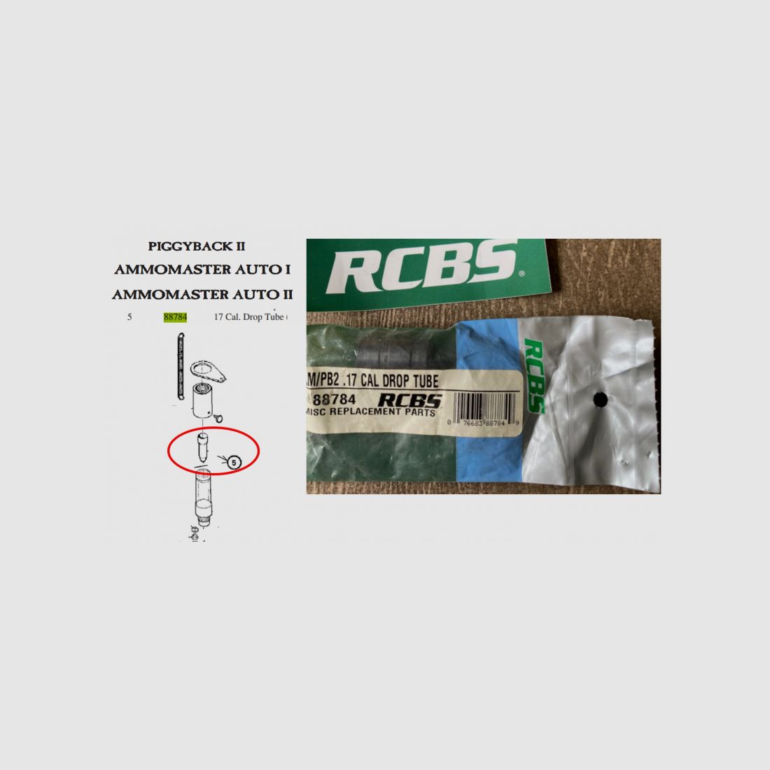 RCBS .17 Droptube für Piggy Back / Ammo master Pressen