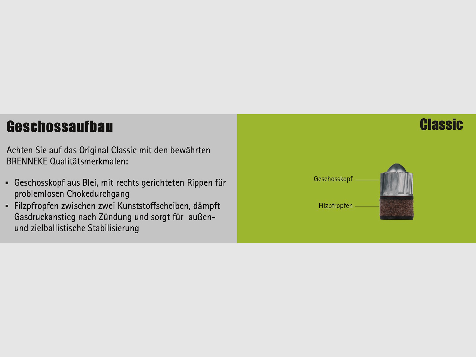 Brenneke 2004954 12/70 Classic 31,5g/490grs. Flintenlaufgeschoss