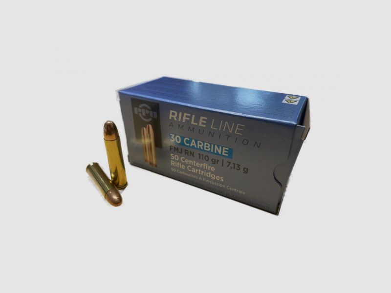 PPU RIFLE CARTRIDGES 30 CARBINE - 7.13 G / 110 GRS. - FMJ RN - 50 ROUNDS