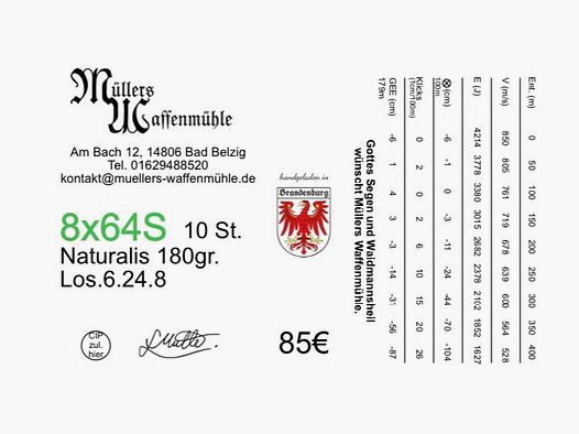 8x64S Naturalis sin plomo