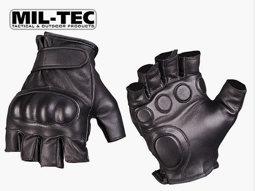 MIL-TEC taktische Lederhandschuhe, Fingerlinge, harter KnĂ¶chelschutz, Polsterung, Gr. L