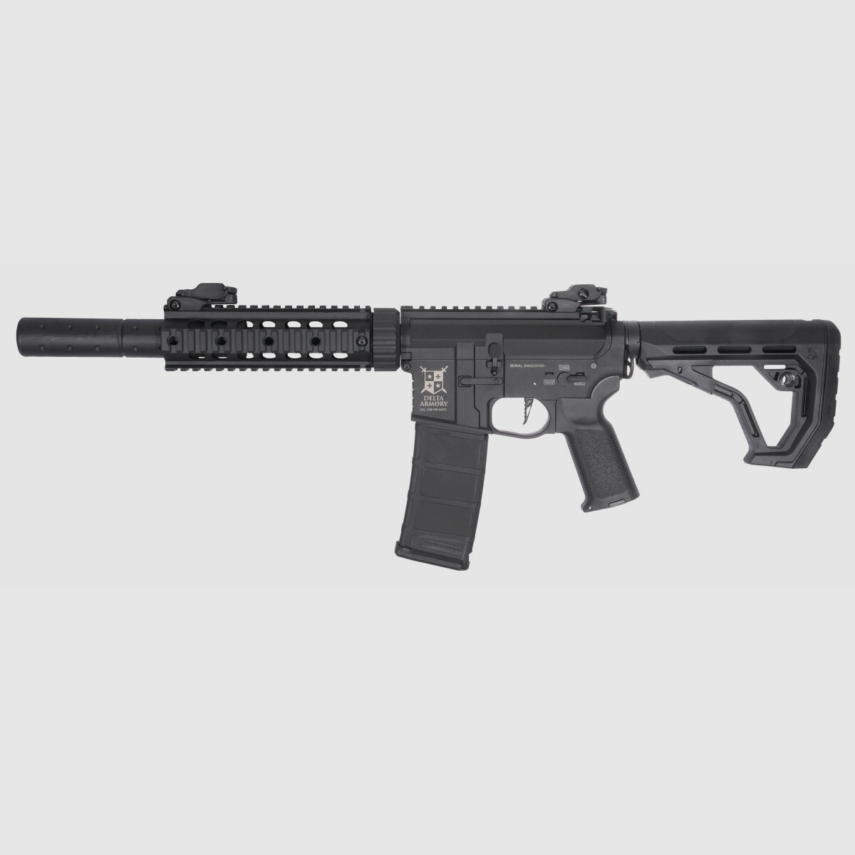 AR15 SilentOps 7 pulgadas CHARLIE EAGLE ETU Negro S-AEG Rifle Airsoft Libre a partir de 18 años | Delta Armory