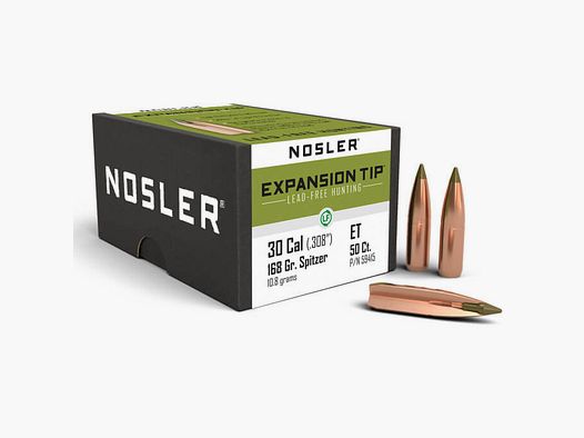 NOSLER E-TIP BLEIFREIE JAGDGESCHOSSE - .30 - 168gr.