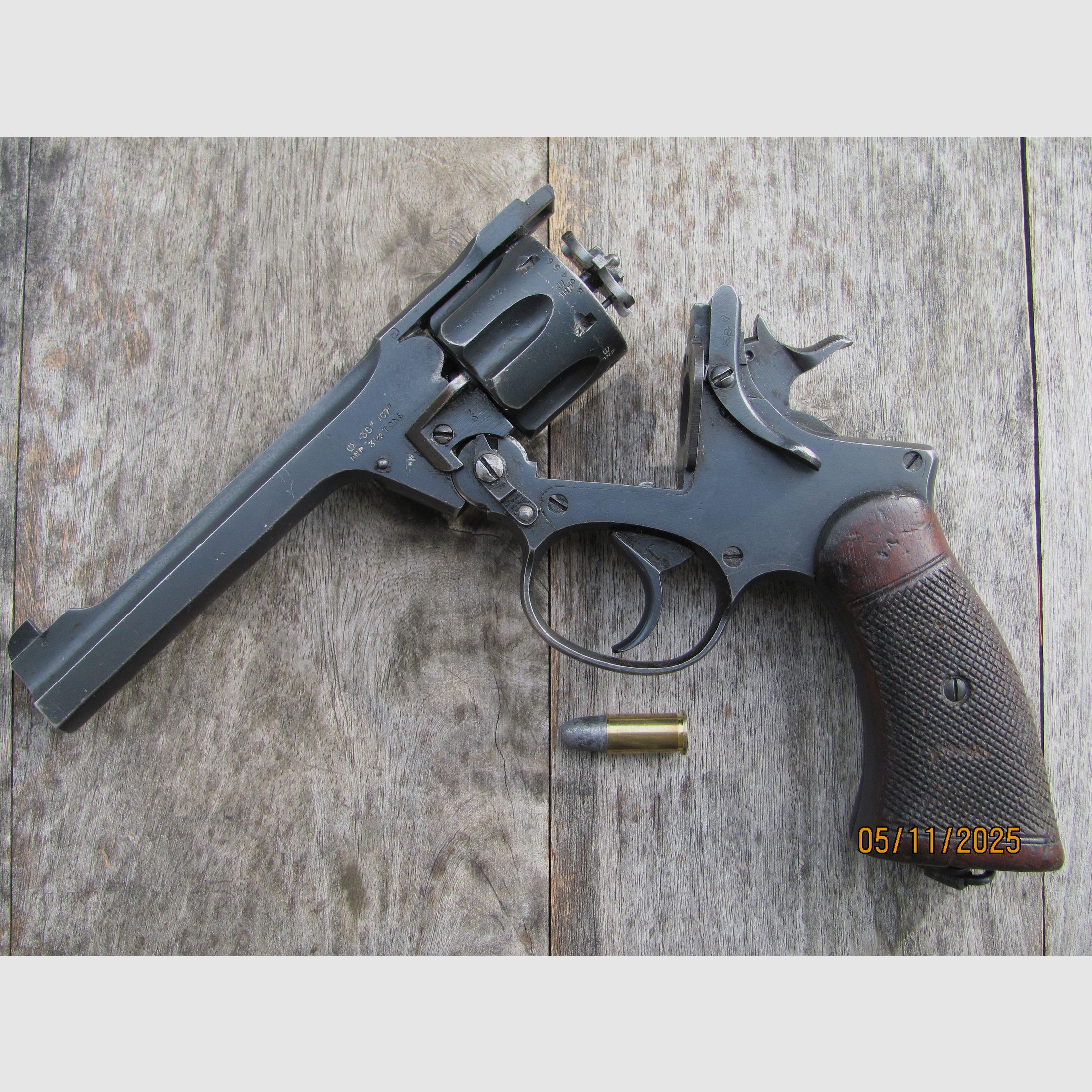Sammlerstück früher Enfield No.2 Mk 1 Kipplauf Revolver .38 S&W von 1933 SA/DA