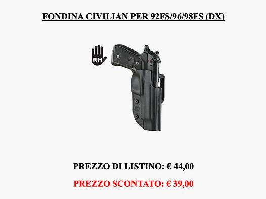 Beretta – Beretta Fondina Civilian per 92FS/96/98FS (Dx)