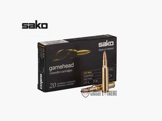 20 cartuchos SAKO Gamehead 222 Rem 55 Gr