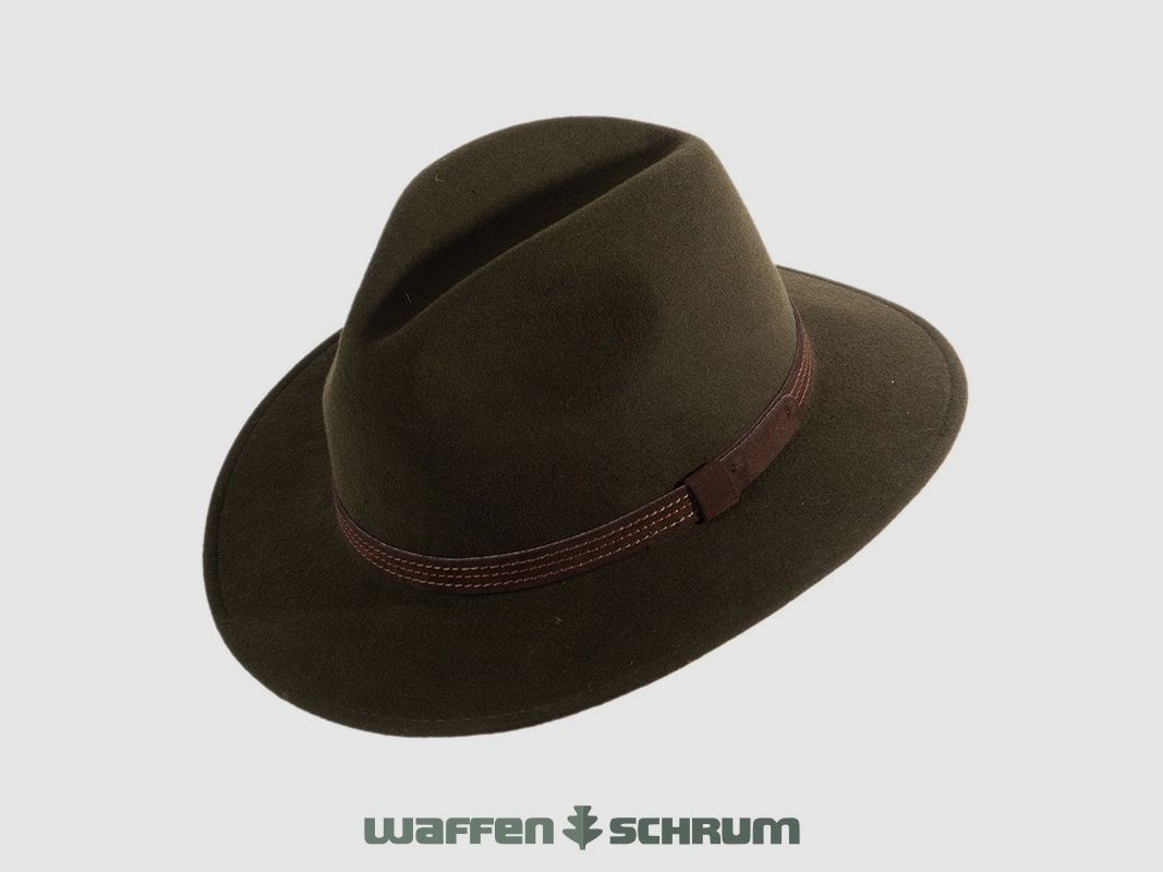 Felt hat roll hat with leather trim green