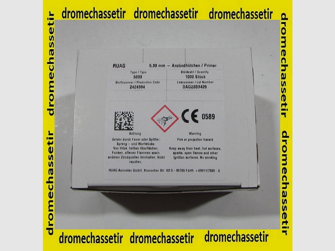 Box mit 1000 RWS Large Rifle Magnum Zündhütchen Ref 5333