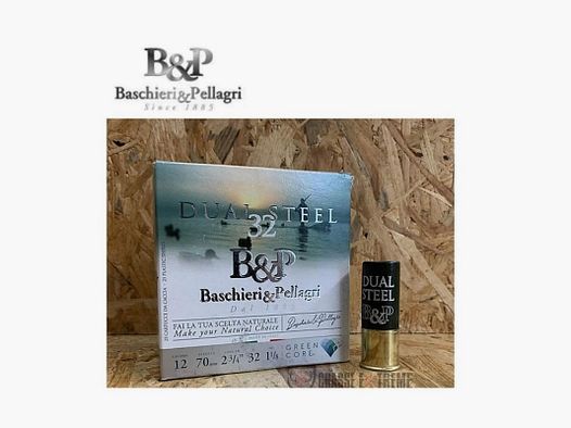 25 cartridges B&P Dual Steel 32Gr Cal 12/70 Pb 3+2