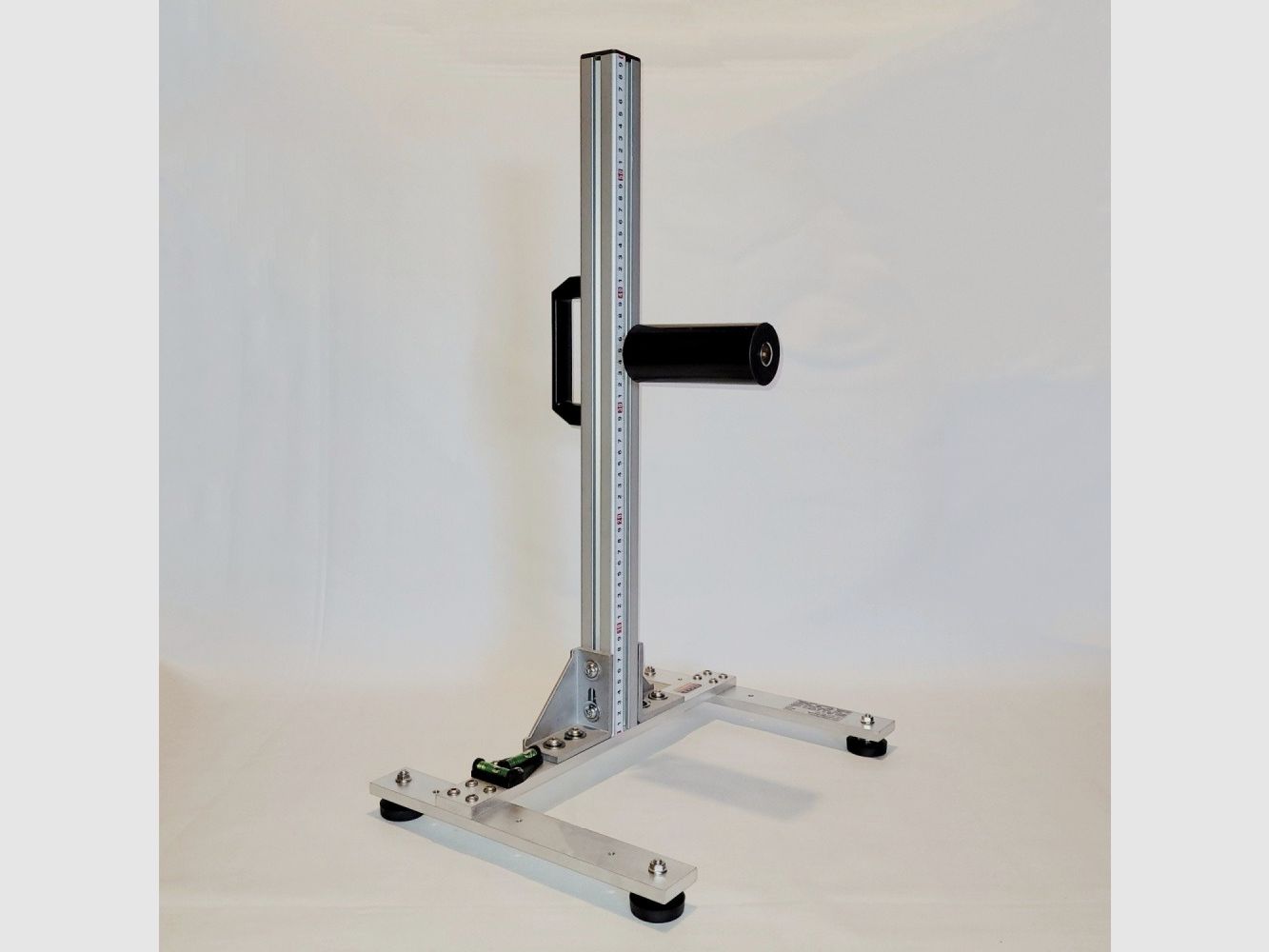 KGF Auflagestativ - Auflageständer Alu H-600-Pro mit Buchenholz-Auflage, Waage, Griff und Maßband