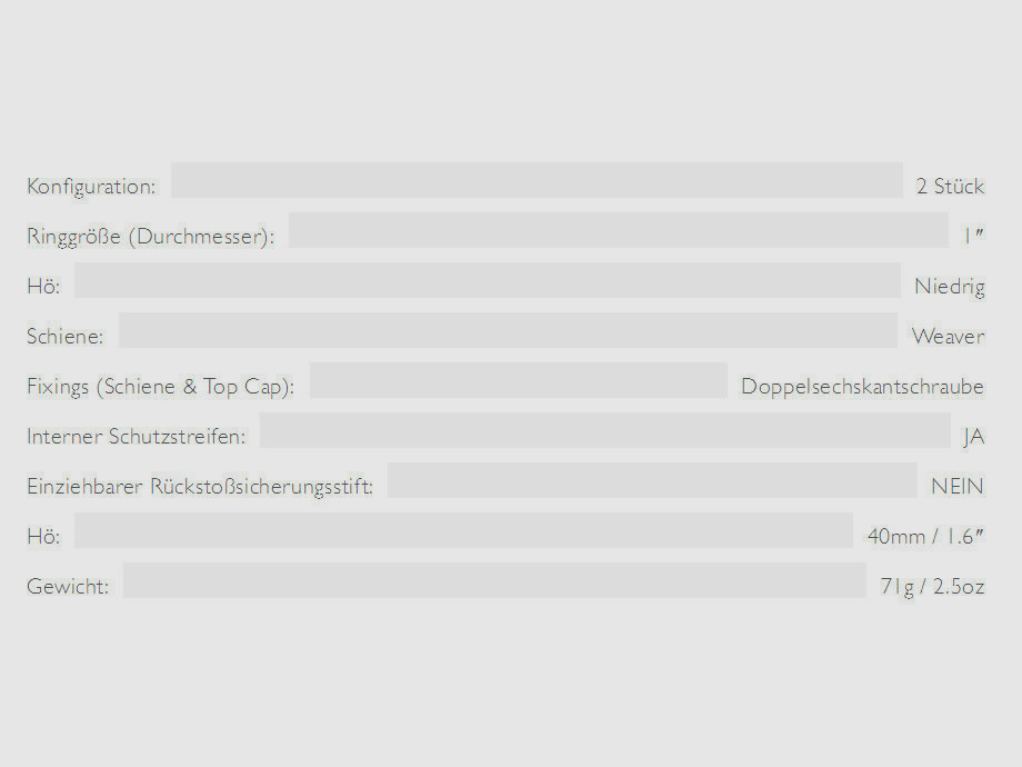HAWKE 22112 25,4mm Ringmontage Niedrig für Weaver Schiene Zielfernrohr Halterung