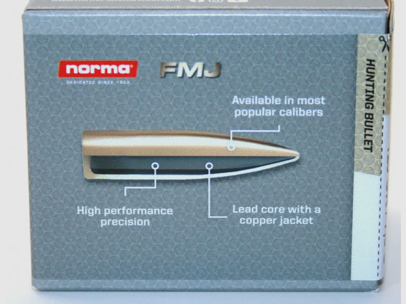 100 Stück NEUE NORMA Geschosse - FMJ 6,5mm/.264 - 7,8g/120gr #20665141 Match-Geschosse Vollmantel !