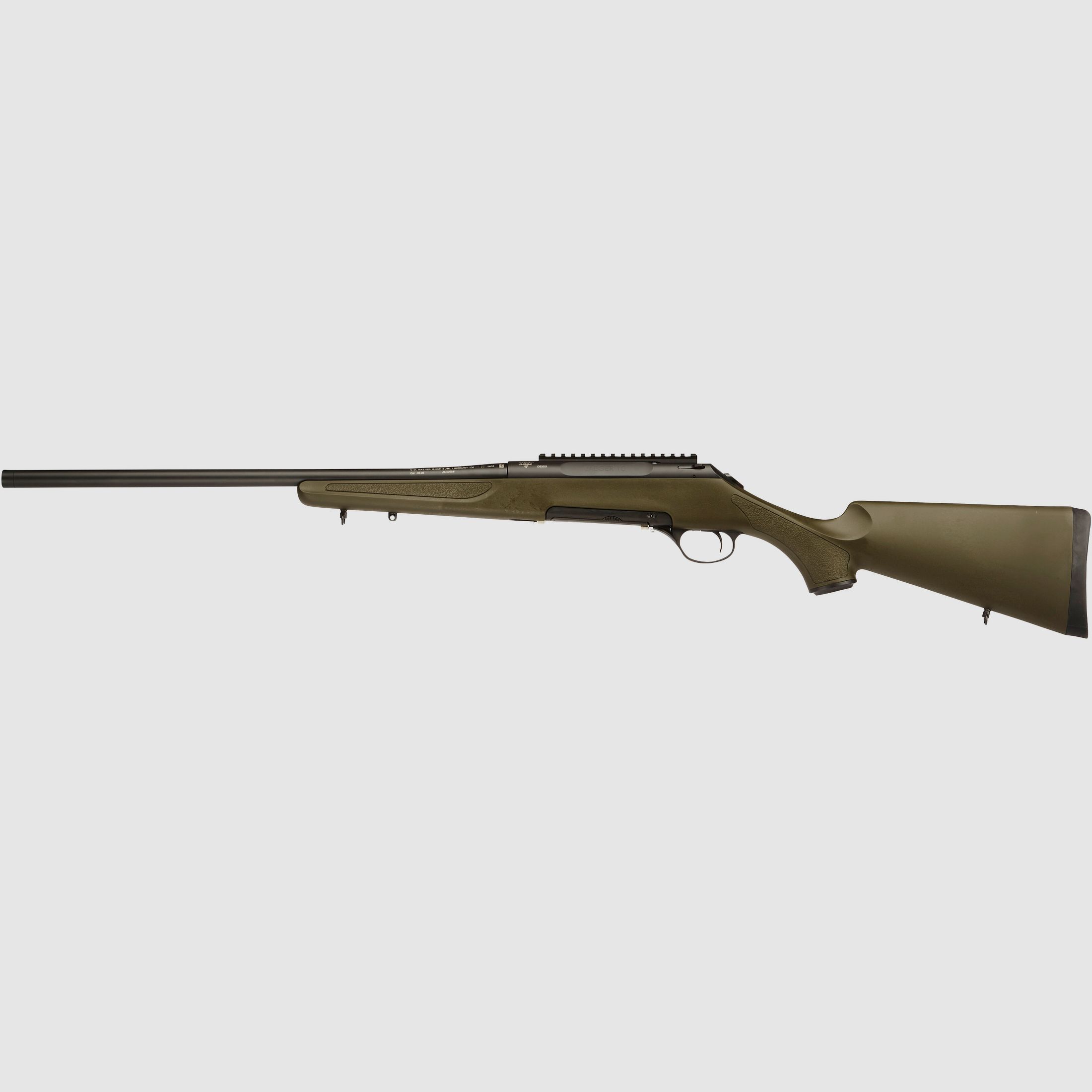 Haenel Jaeger 10 Varmint brniert, ohne Visierung, grner Schaft, Kal. .243 Win.