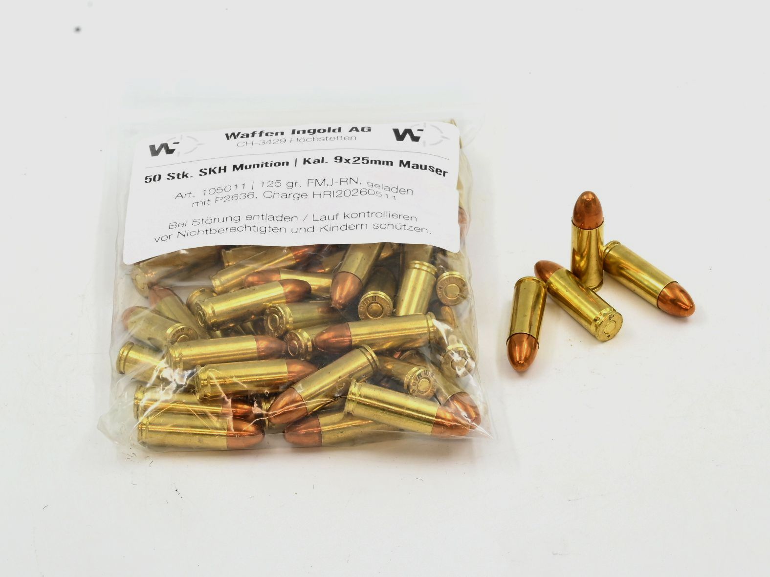 SKH, 9×25 mm Mauser, FMJ-RN, 125 gr., 50 Stk.