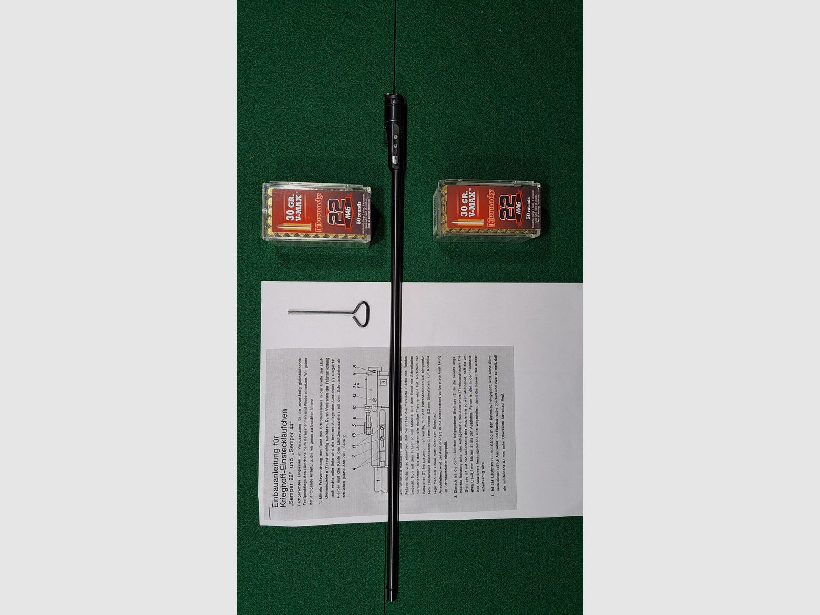 Krieghoff cañón intercambiable 44 EXTRA PTB incluyendo llave, instrucciones y munición