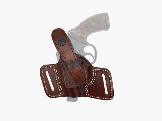 Gürtelholster mit offener Mündung & Sicherung 2"-6" S&amp;W K/L Frame,HW 357,Colt Python,Taurus,Ruger,Manurhin MR73-Braun-Rechtshänder