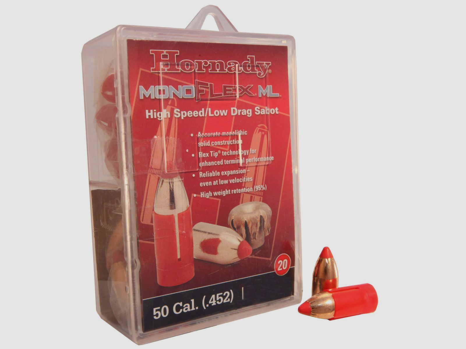 Hornady Low-Drag Sabot .50/12,7mm avec balle .45 GMX 250GR 20 pièces