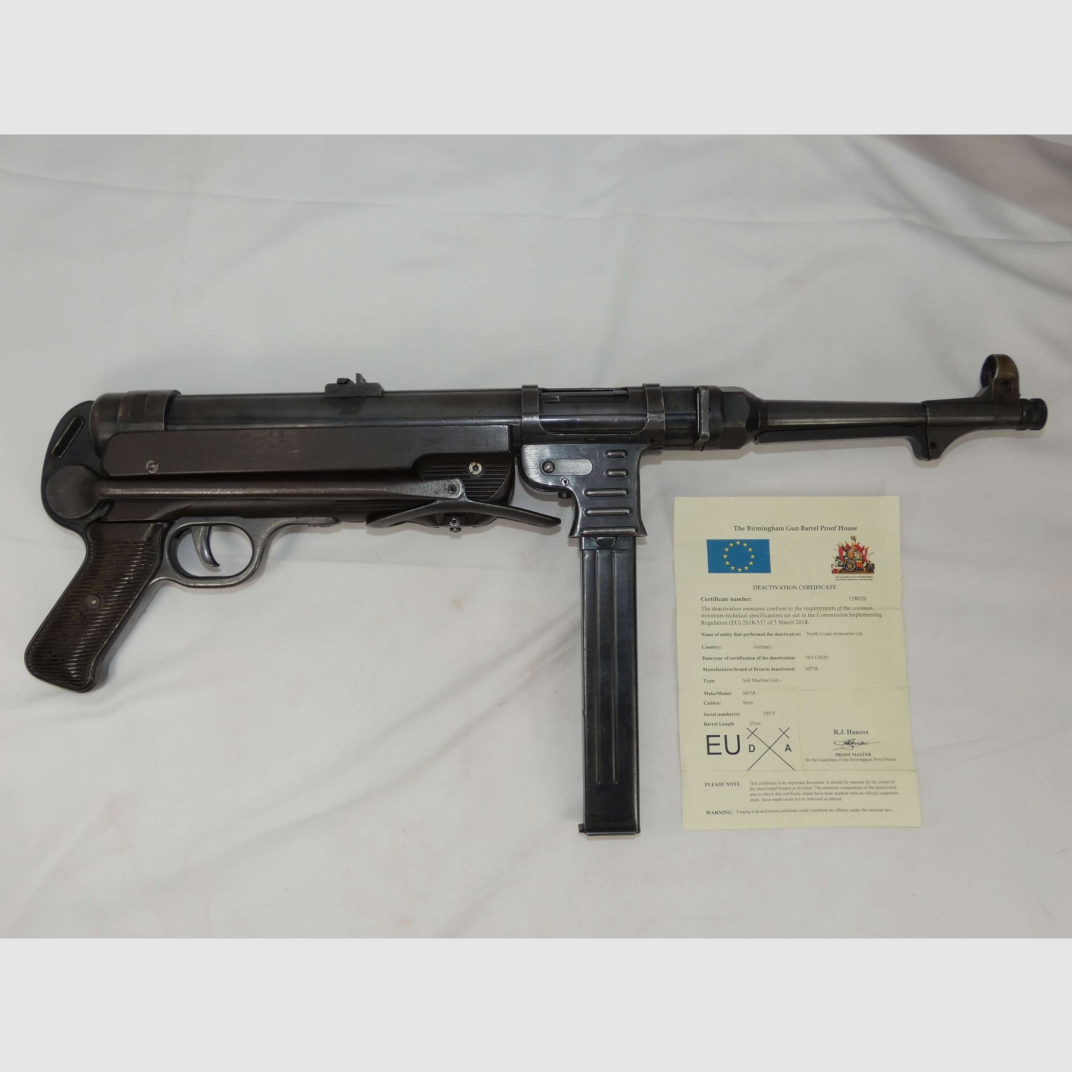 Original MP38/40 Deko Waffen mit EU Zertifikat aus Wk2