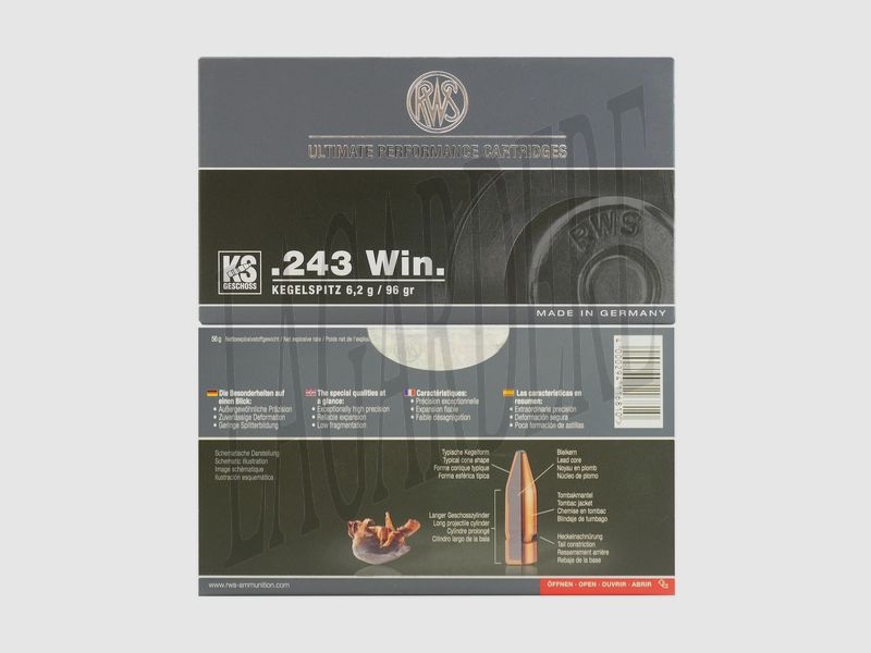 RWS KS 6,2 G / 96 GRS (PATRONE MIT GESCHOSS)