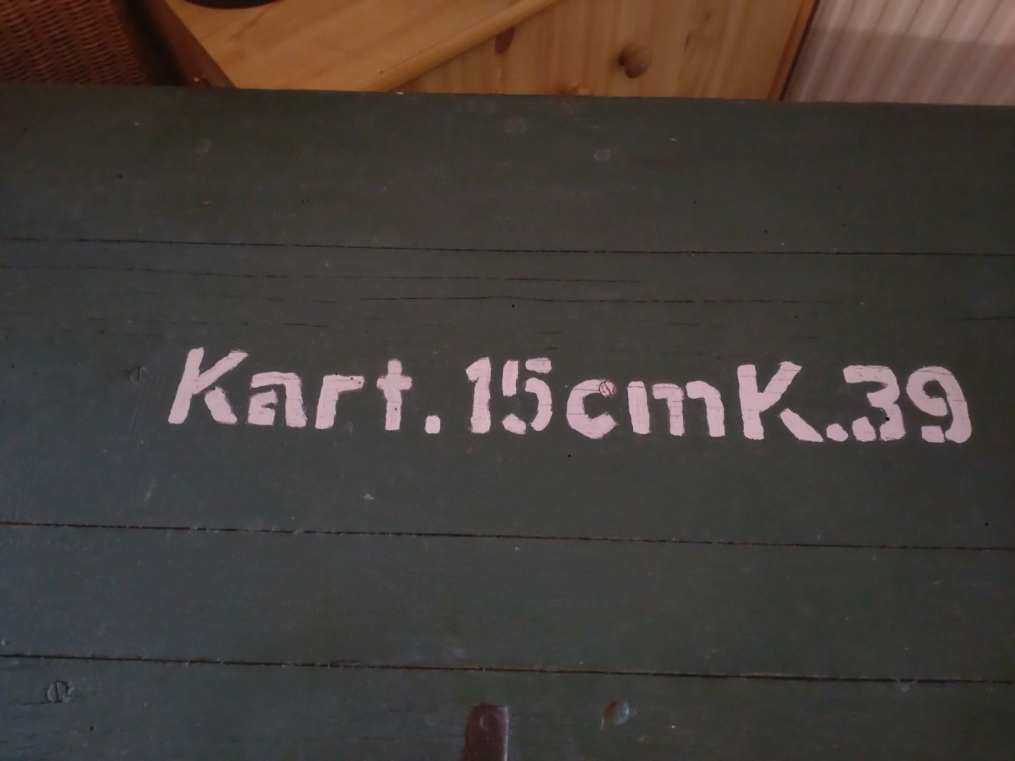 Caja de municiones - 2ª Guerra Mundial - 1940 - WM - Sello - Madera "Kart. 15cmK39" #Raro#