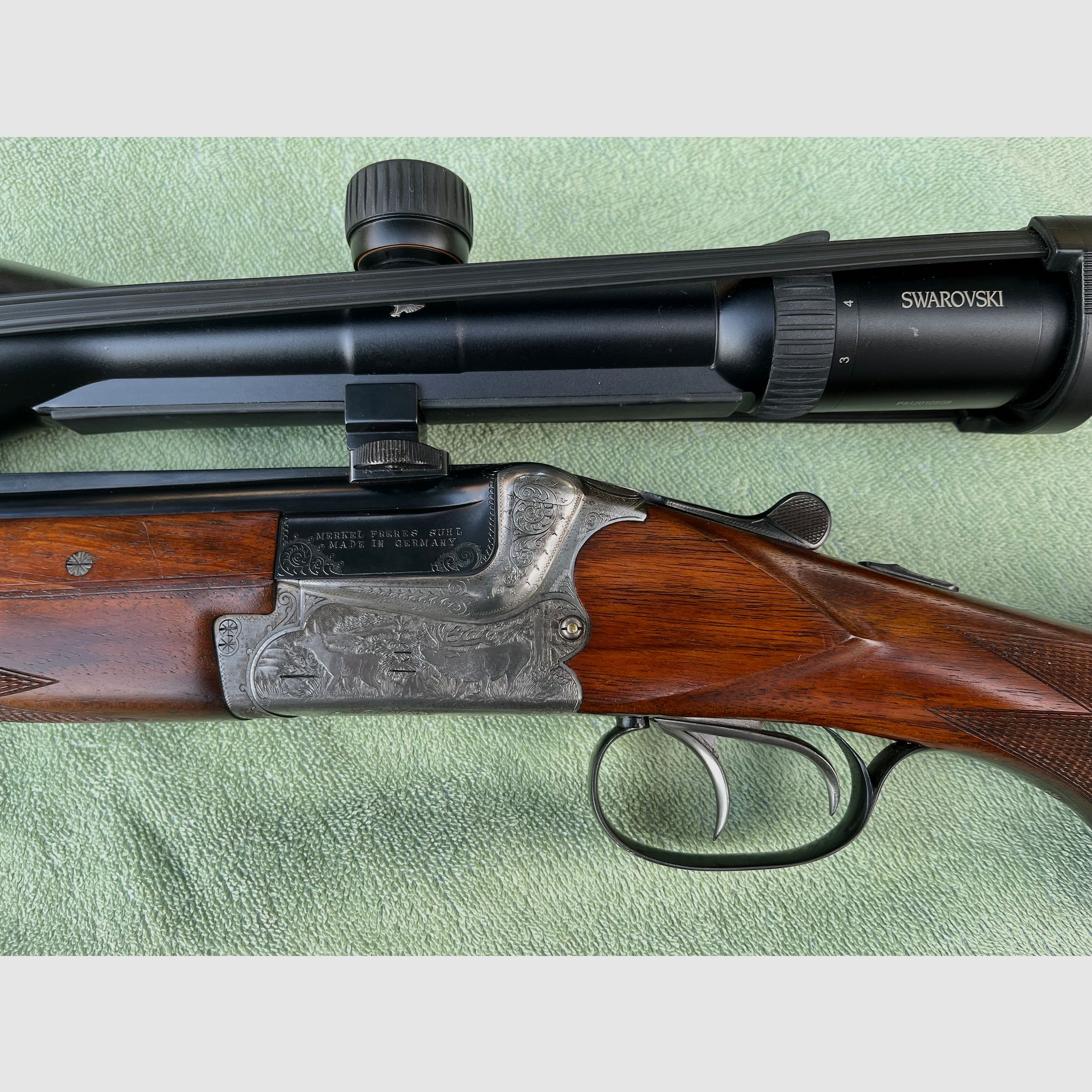 Neuwertige Bockbüchsflinte MERKEL Suhl BBF 7x65R 20/76 Swarovski 3-12x50 Z4i selten