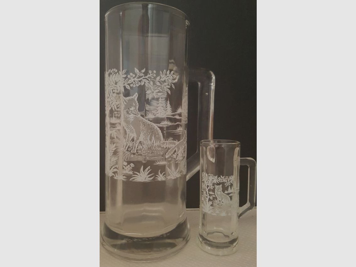 Glasseidel mit Stamper, Motiv Fuchs