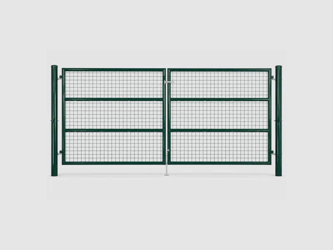 Tor 2-flügelig gitterförmig 3x1,5m - Maschenweite 50mm - Grün, Bild 6 von 11