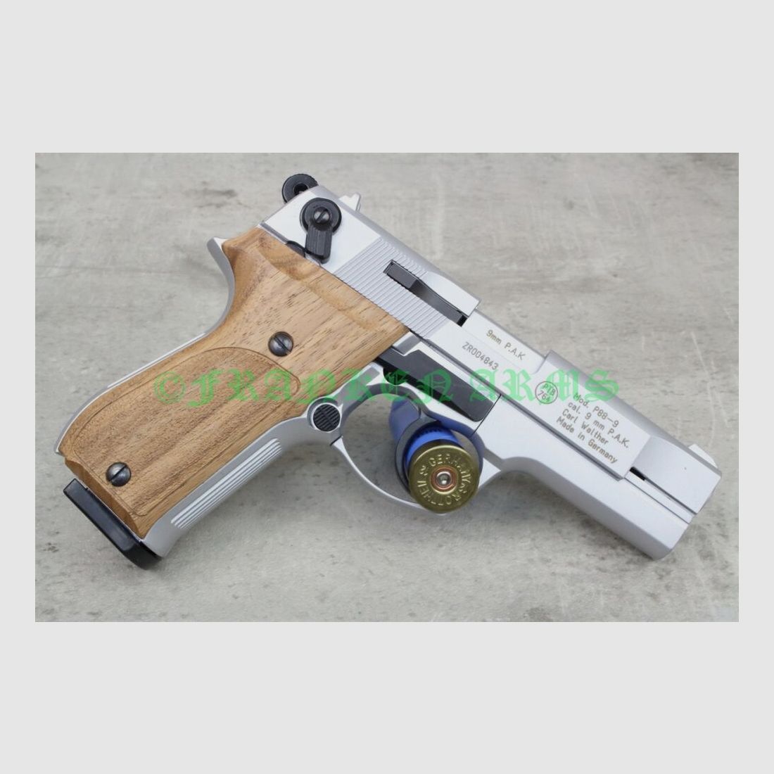 Umarex Walther P88 Compact 9mm P.A. niquelado empuñaduras de madera
