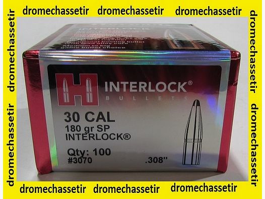 BOX MIT 100 GESCHOSSEN HORNADY INTERLOCK SP, KAL. 308 (7,62MM), GEWICHT 180GR, REF 3070