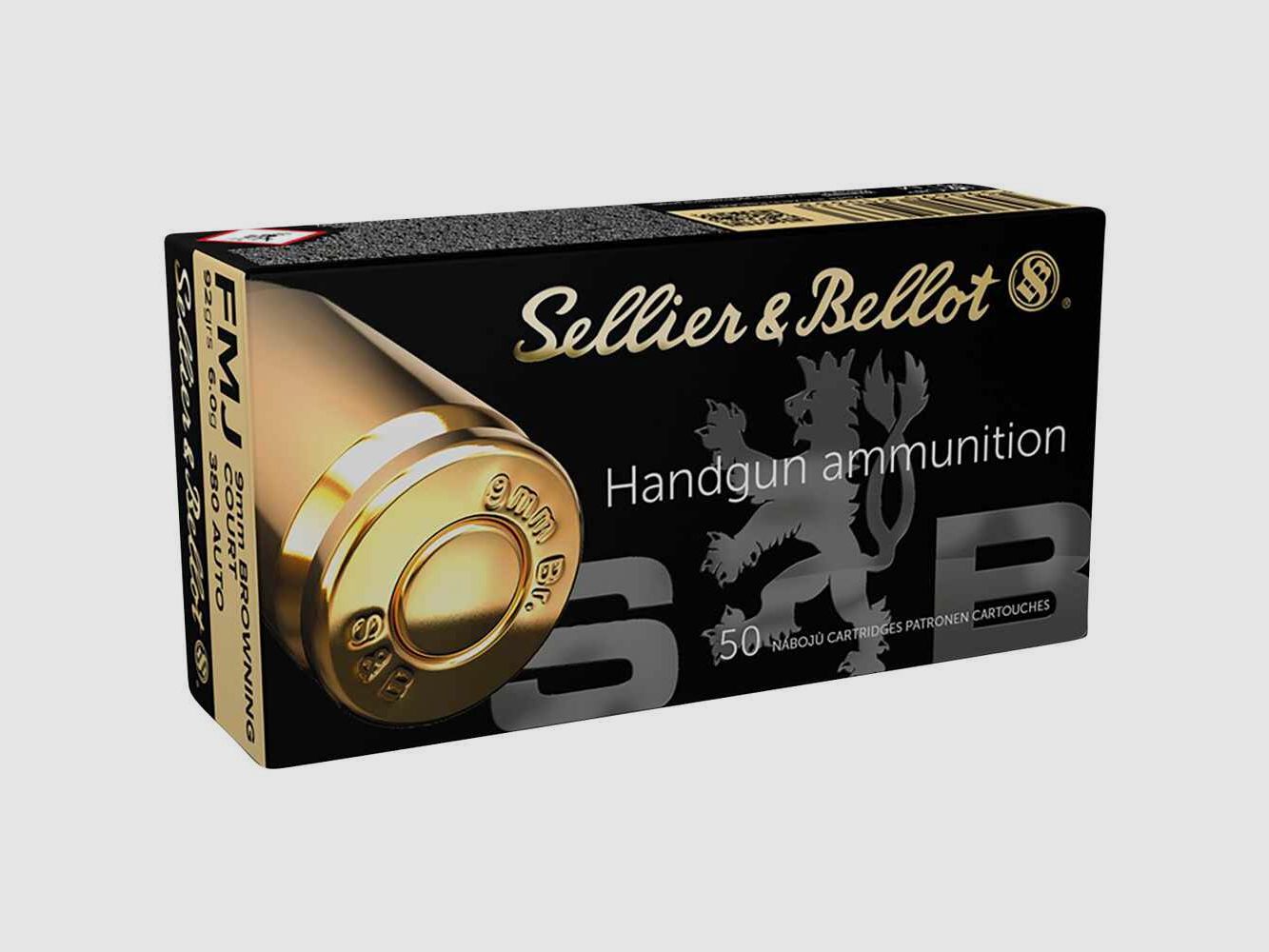 Sellier & Bellot 9mm Browning court (.380ACP) ogive pleine, calibre