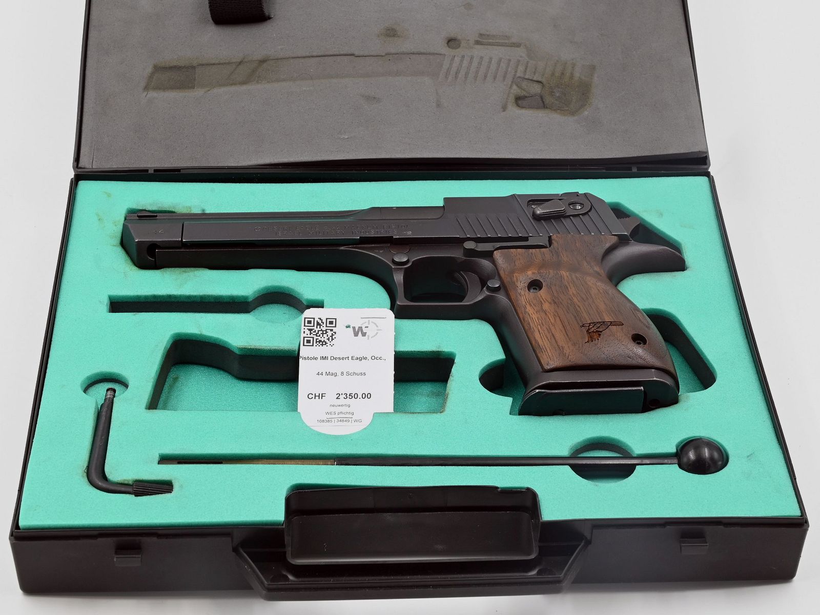 Pistole IMI Desert Eagle, Schwarz, Occ., .44 Mag, 8 Schuss, Holz Griffschalen, Bild 3 von 3