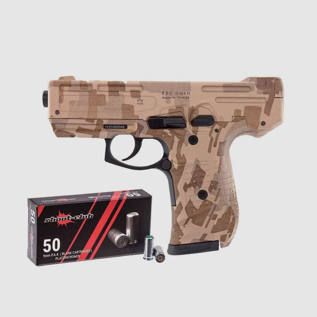 Zoraki 925 pistolet alarmowy camo P.A.K. + naboje hukowe
