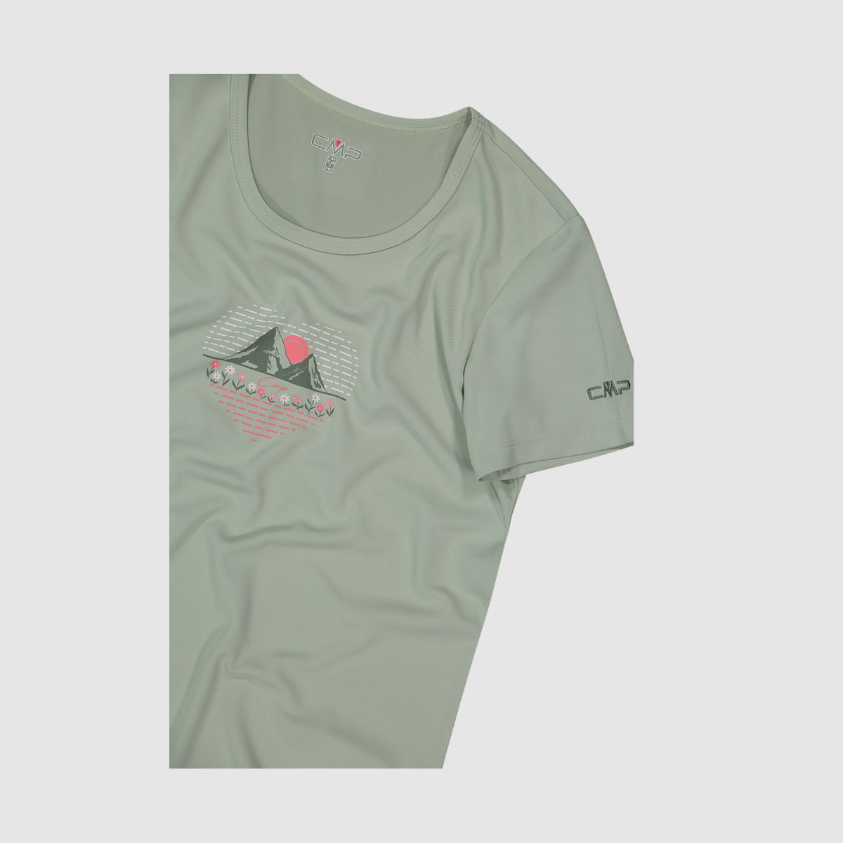 CMP Damen-T-Shirt aus Piqué mit Print vorne Pistacchio