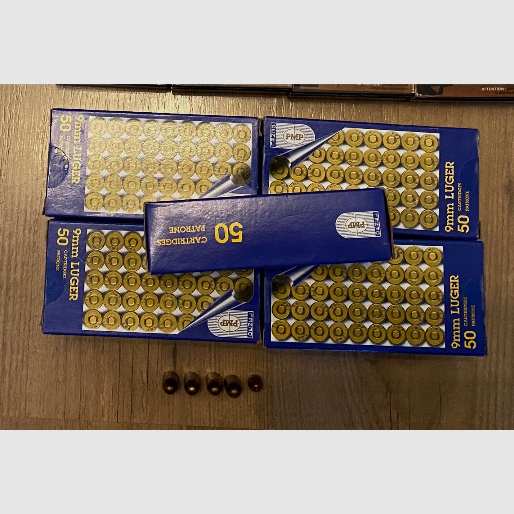 Selling 450 rounds of 9 mm Luger caliber from the manufacturer Denel PMP