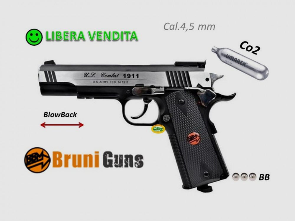 BRUNI US COMBAT Silver CO2 Vollmetall Kal.4,5
