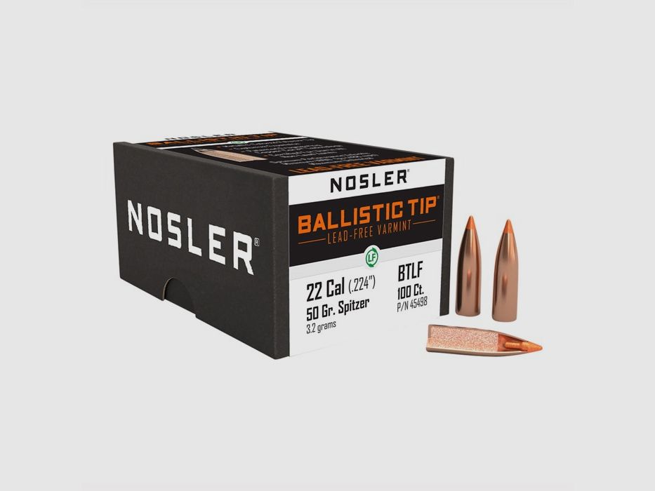 NOSLER 22 KALIBER (0,224″) 50GR SPITZER 100/BOX, Bild 2 von 2