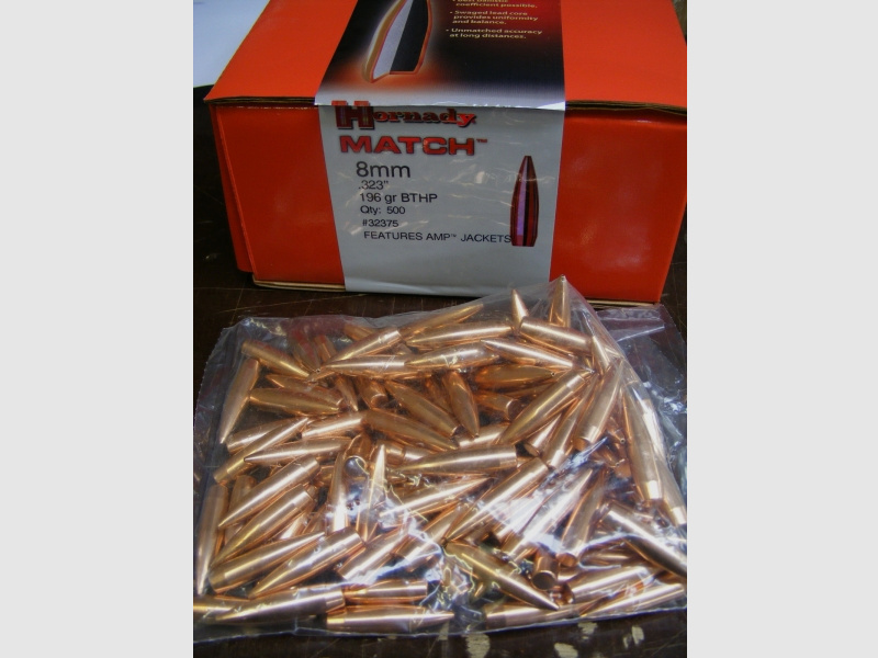 8mm/.323/196 Hornady Match BTHP 100 Stk No. 32375