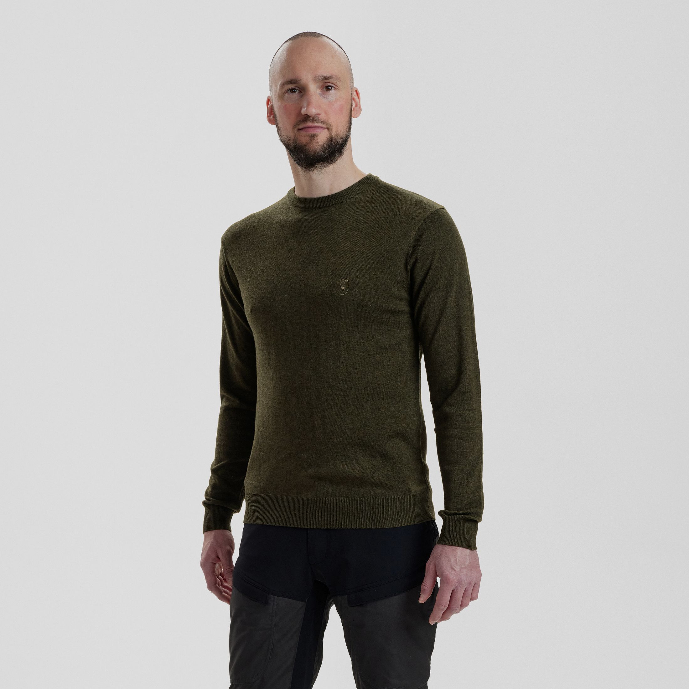 Kingston Pullover mit Rundhalsausschnitt - Green Melange – Größe: S