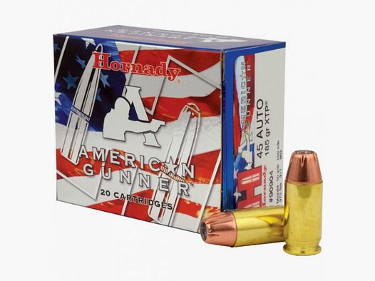 HORNADY AMERICAN GUNNER - .45 AUTO - 185 GRS. XTP - 20 ROUNDS