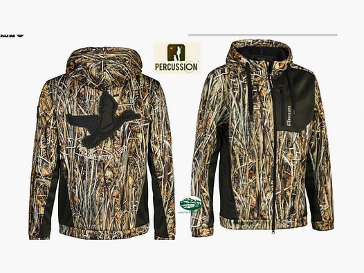 PERCUSSION felpa con cappuccio e zip colore camo/verde 15276